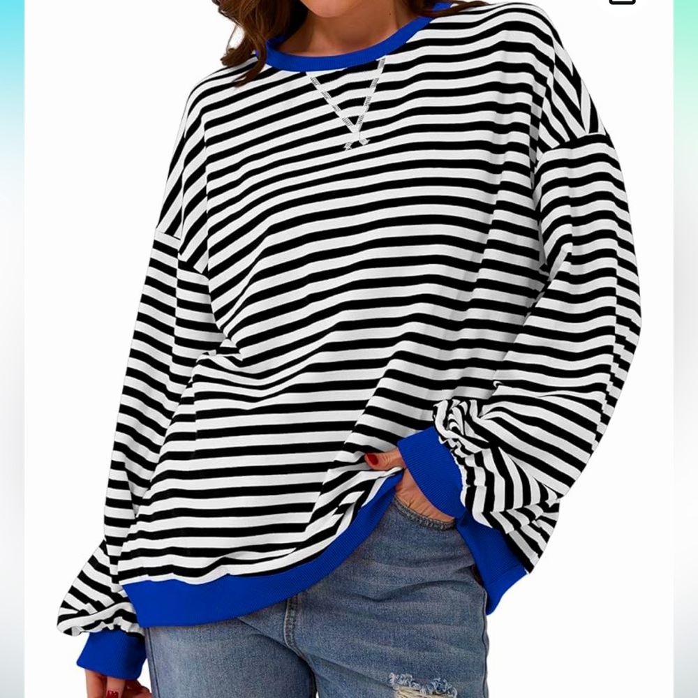 NWOT Striped Oversized Crewneck Top